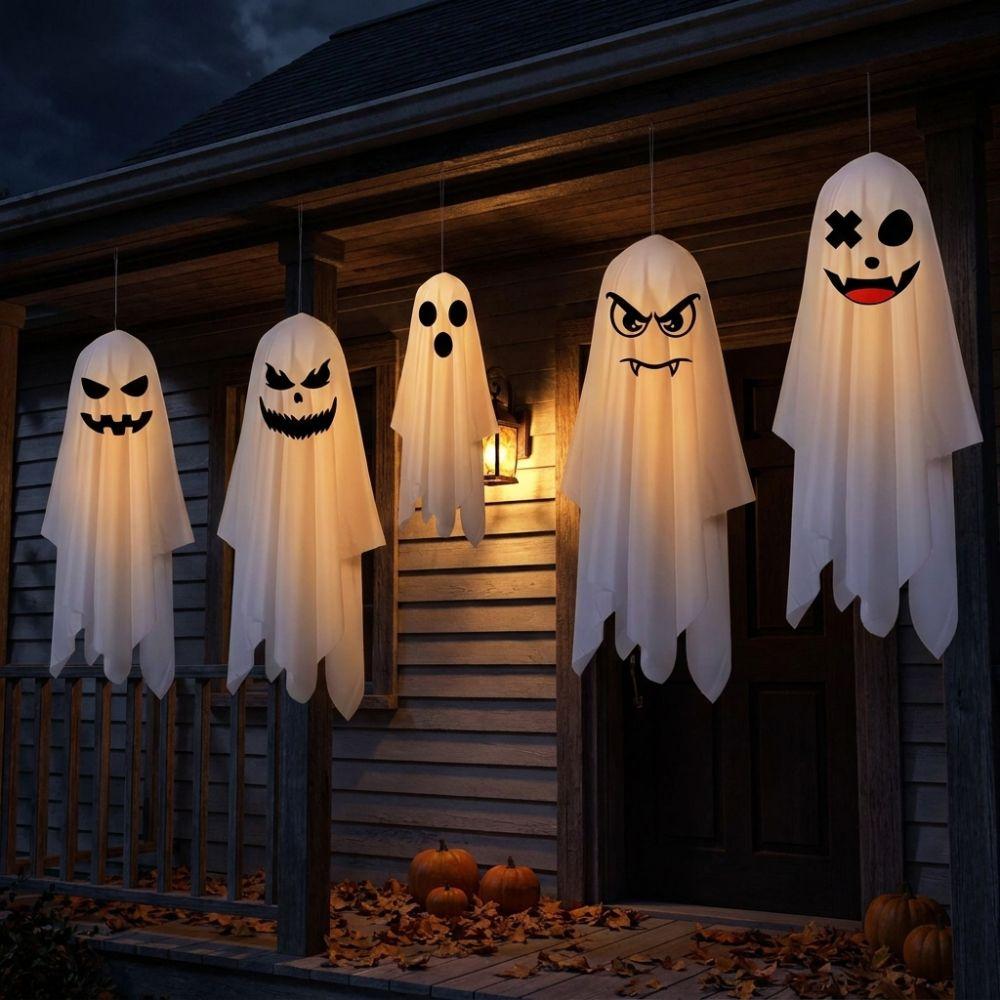White Terrifying White Ghost Pendant Scary Spooky Flying Spooky Ghost Halloween Gifts