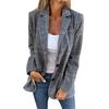 Women Fall Winter Plaid Jacket Button Closure Lapel Collar Mid-Length Suit Coat Vintage Casual Long Sleeves Top