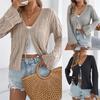 Camisa Aberta de Renda Vazada Tricotada Feminina Primavera/Verão S-XL