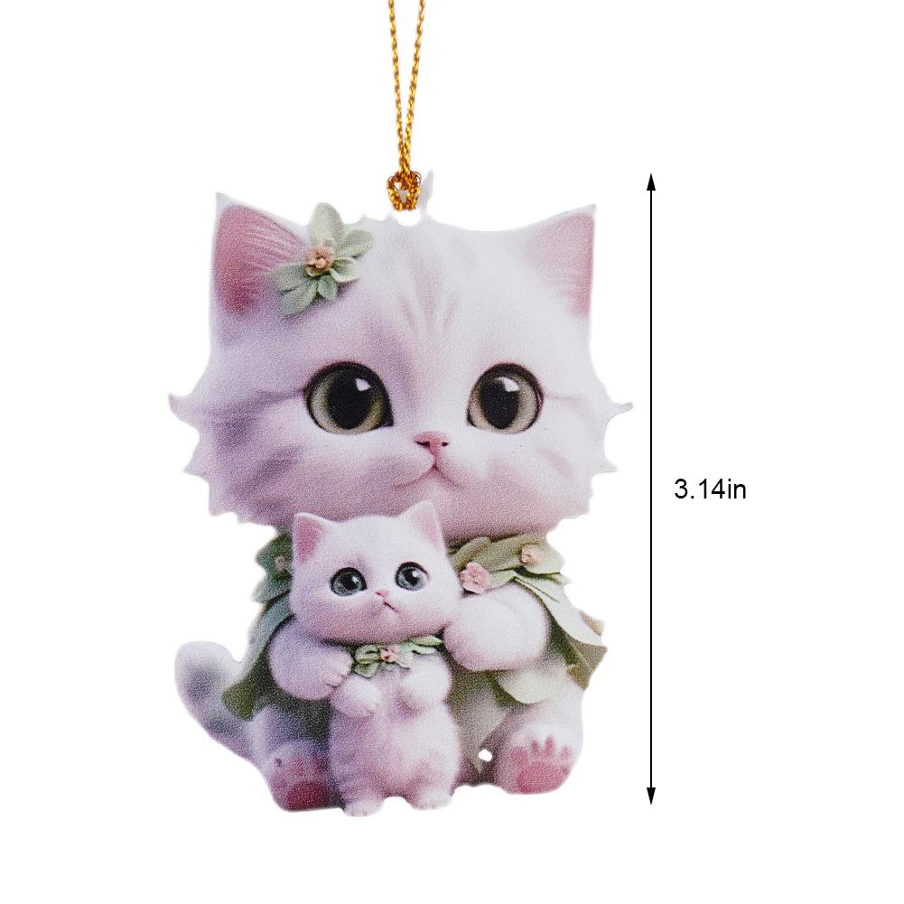 2D Acrylic Car Pendant Car Ornament Accessories Cute Cats Realistic Animal Rearview Mirror Hanging Pendant