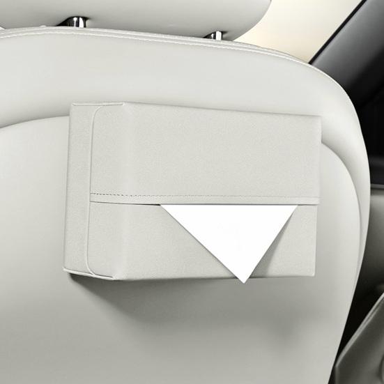 Car Tissue Box Magnetic Leather Tissue Holder Flexible Installation Tissue Dispenser for Car Seat Back Center Console Sun Visor Universal Car