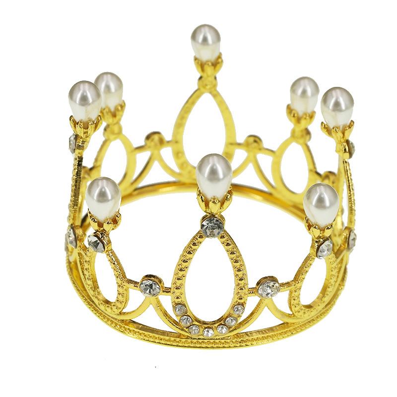 Original Flowers Children's Round Crown Hair Accessories Bridal Jewelry Cake Baking Highlight Pearl Crown King