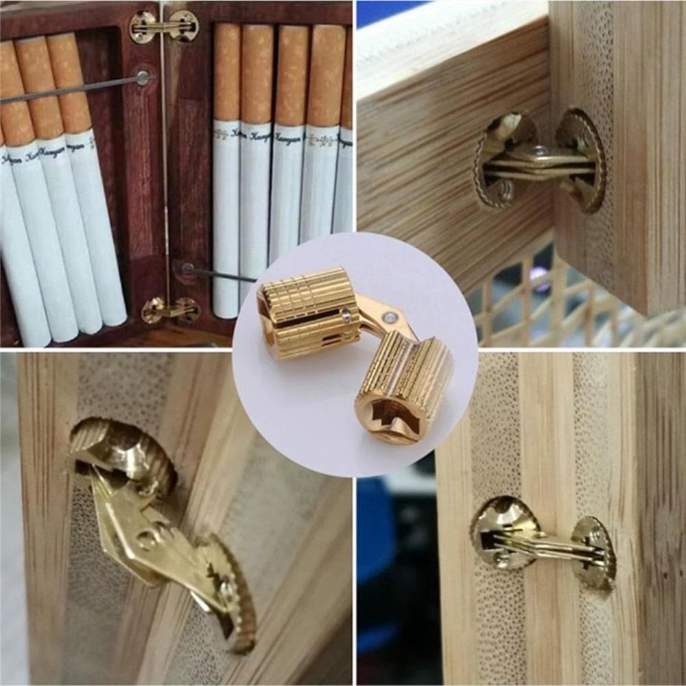 8Pcs 8 Mm Hidden Brass Barrel Hinges, 180 Degree Opening Angle Concealed Furniture Hinges For DIY Jewelry Box Hand Craft