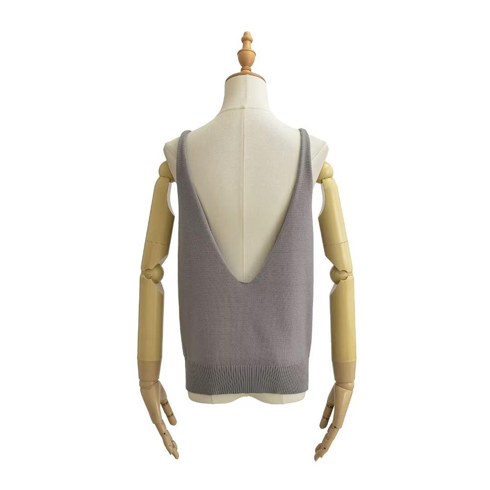 Trendy Women's Sexy Backless Knitted Tank Top - Summer Solid Color Camisole