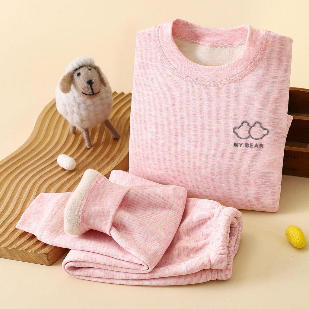 Koala Fleece Seamless Kids' Warm Suit: Brushed Thick Underwear for Autumn & Winter