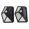 2 Pcs Solar Motion Sensor Light 4 Sided 100 LEDs High Brightness Waterproof Outdoor Solar Wall Lamp