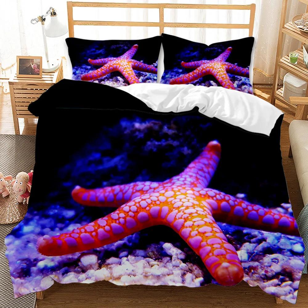 Set de husă de pilotă Marine Life, meduze strălucitoare, cuvertură dublă, pești tropicali de ocean sub mare, set de lenjerie de pat din poliester.