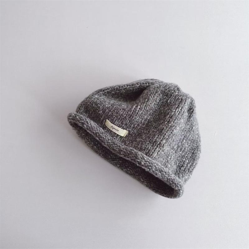Jungen und Mädchen Baby einfache Retro Strickmütze Han Fan warm gesäumte Wollflor Mütze Tide