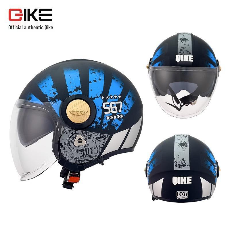 Men's Retro Motorcycle Helmet, 3C Certified, All-Season, Autumn/Winter, Half Helmet for Electric Vehicles