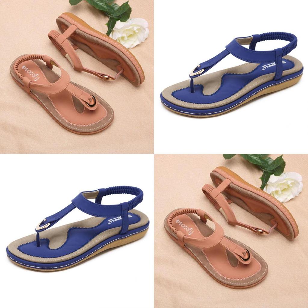 Stilvolle Socofy Damen Elastische Zehensteg-Flachsandalen für den Strand mit Hochwertigem Silikon