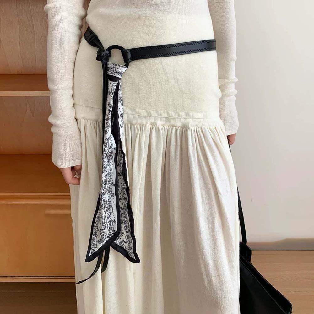 Bohemian Style Cashew Printed Belt Adjustable Silk Tie Design Belt Retro Jacquard Waistband  Girls