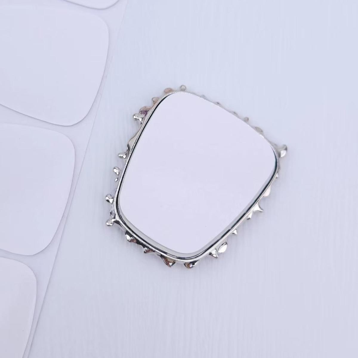 

Square Mirror Design DIY Phone Case Charms Silver Plated Rhinestone Decor Phone Shell Accessories