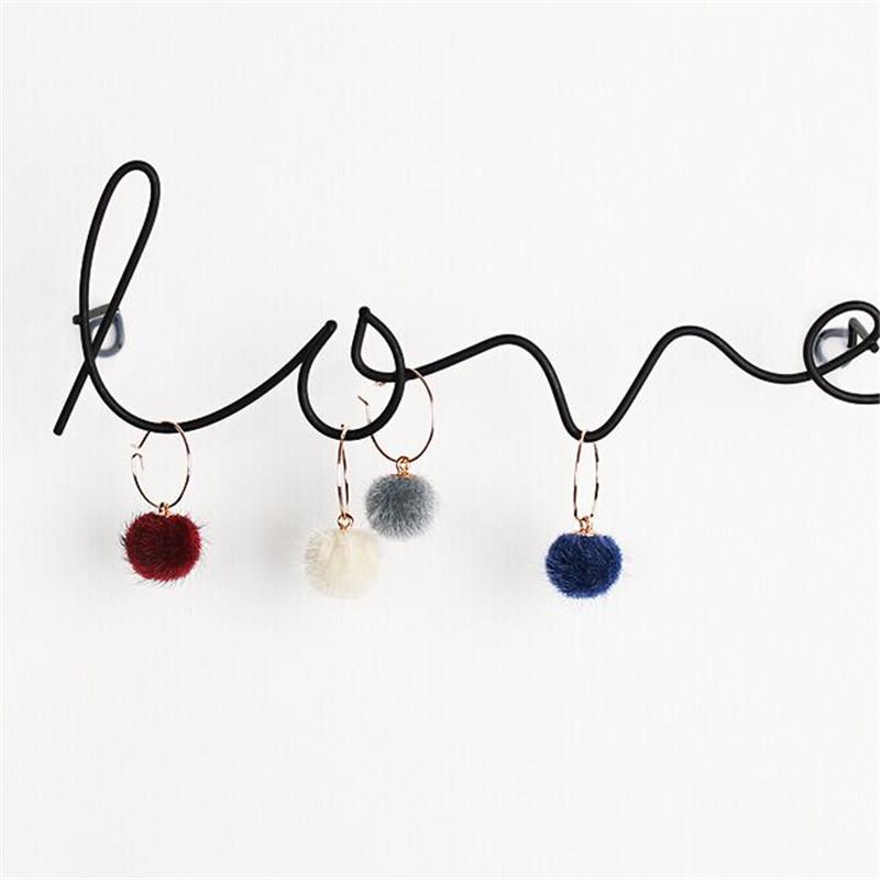 Trendy Mink Fur Pompom Dangle Earrings for Women - Japanese & Korean Style