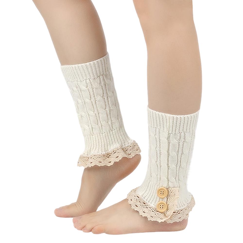 Korean Lace Trim Cable Knit Leg Warmers - Autumn & Winter Versatile Boot Covers