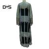 2 Pcs/Set Women Evening Dress Big Swing Shiny Bronzed Cardigan Slip Dress Set See-through Mesh Long Sleeve Coat Cocktail Events Special Occasions