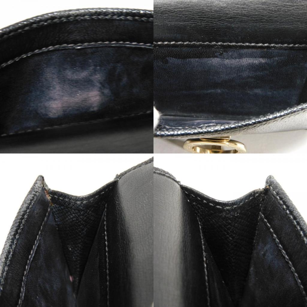 Used 11679 Trifold Wallet 288648 7942 RFID IC Chip Gold Compact Wallet Logo Clip Black Unisex from Japan AUTHENTIC