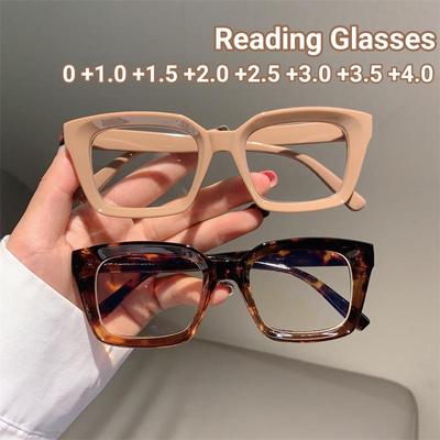 Occhiali da lettura quadrati oversize da uomo e da donna, portatili, grandi, presbiopia, occhiali ad alta definizione, diottrie da 0 a +4,0