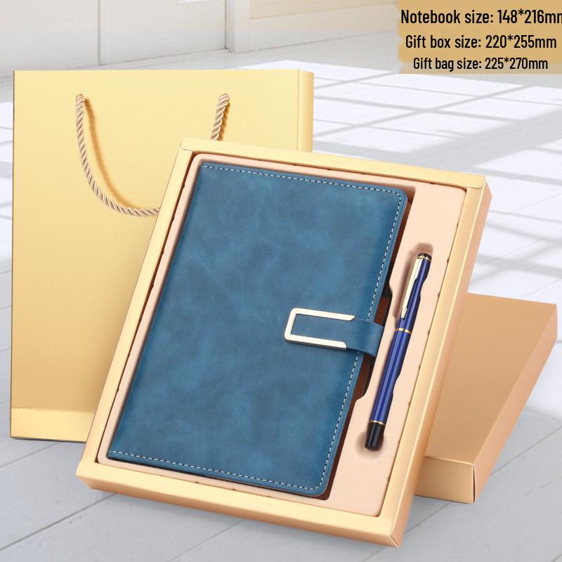 Men's Business Notebook with Printed Pages, Leather Cover, Magnetic Buckle, and Pen Holder. Perfect for Meeting Minutes and Office Use.