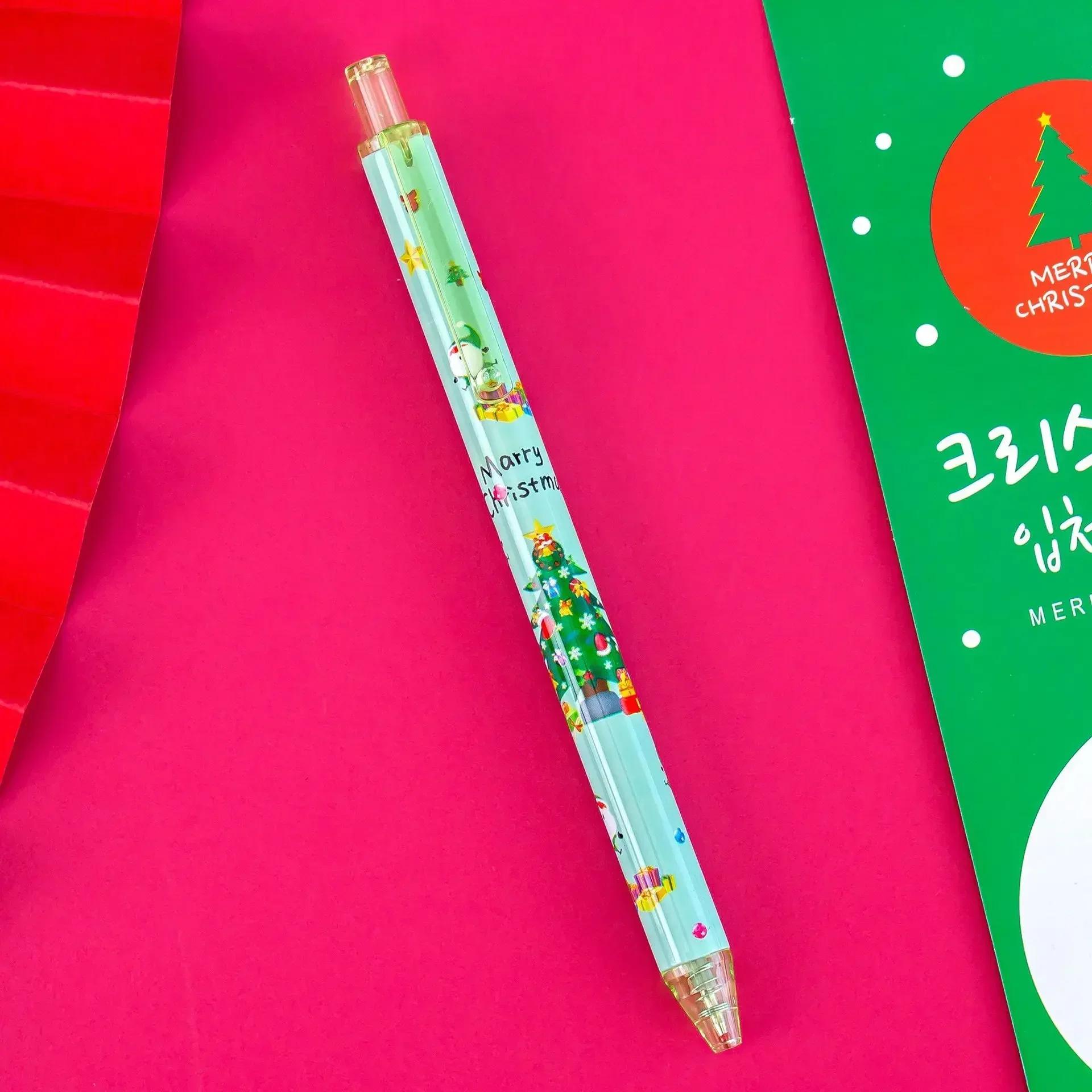 

New 1Pcs/6Pcs Christmas Gel Pen 0.5mm Black Ink Retractable Pen For Writing Supplies School Office Suppliers pen Kids Gifts black