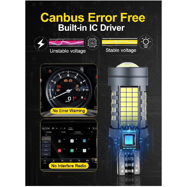 W16W T15 LED Canbus Bulb T15 Reverse Light W16W LED Reversing Lights 921 High Power Back Up Lamp Canbus Error Free White 6000K