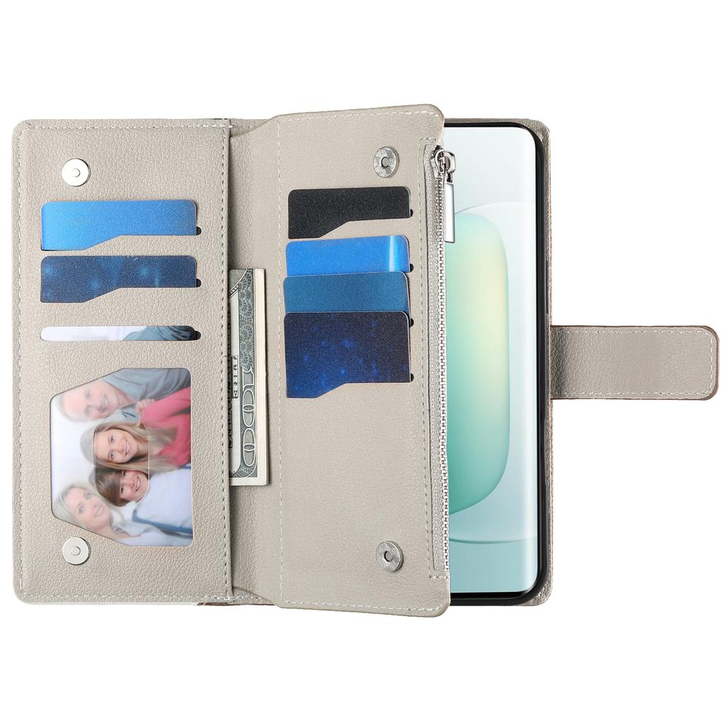 For Honor 300 Case Zipper Wallet Color Splicing Leather Flip Phone Cover with Straps