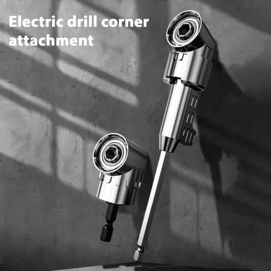 Right Angle Electric Drill Adapter 105-Degree 1/4 3/8 1/2 Inch Drill Press Attachment with 360-Degree Rotatable Socket Set