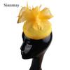 European And American Style High-Quality Hemp Yarn Headgear Catwalk Bride Feather Hair Accessories Party Dress Top Hat