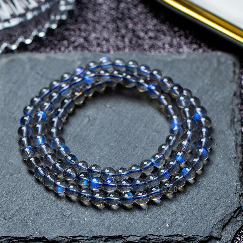 New Product 8ACompletely Pure Gray Moonlight Collectible Full Blue Light Labradorite Cat's Eye Crystal Bracelet