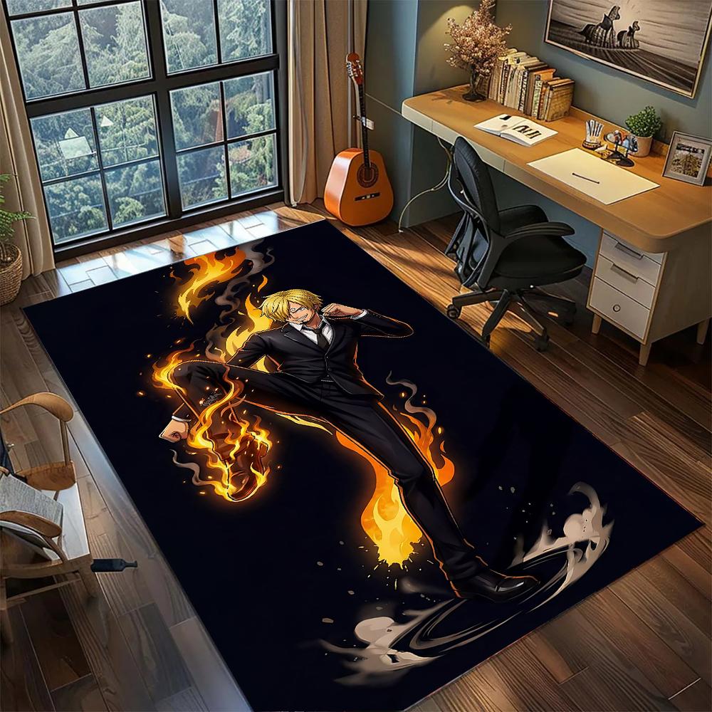 

Vinsmoke Sanji Diable Jambe Fire Effect Rug Carpet Large Area Rug Non Slip Washable Floor Mat Gamer Room Bedroom Home Decor 60x90cm