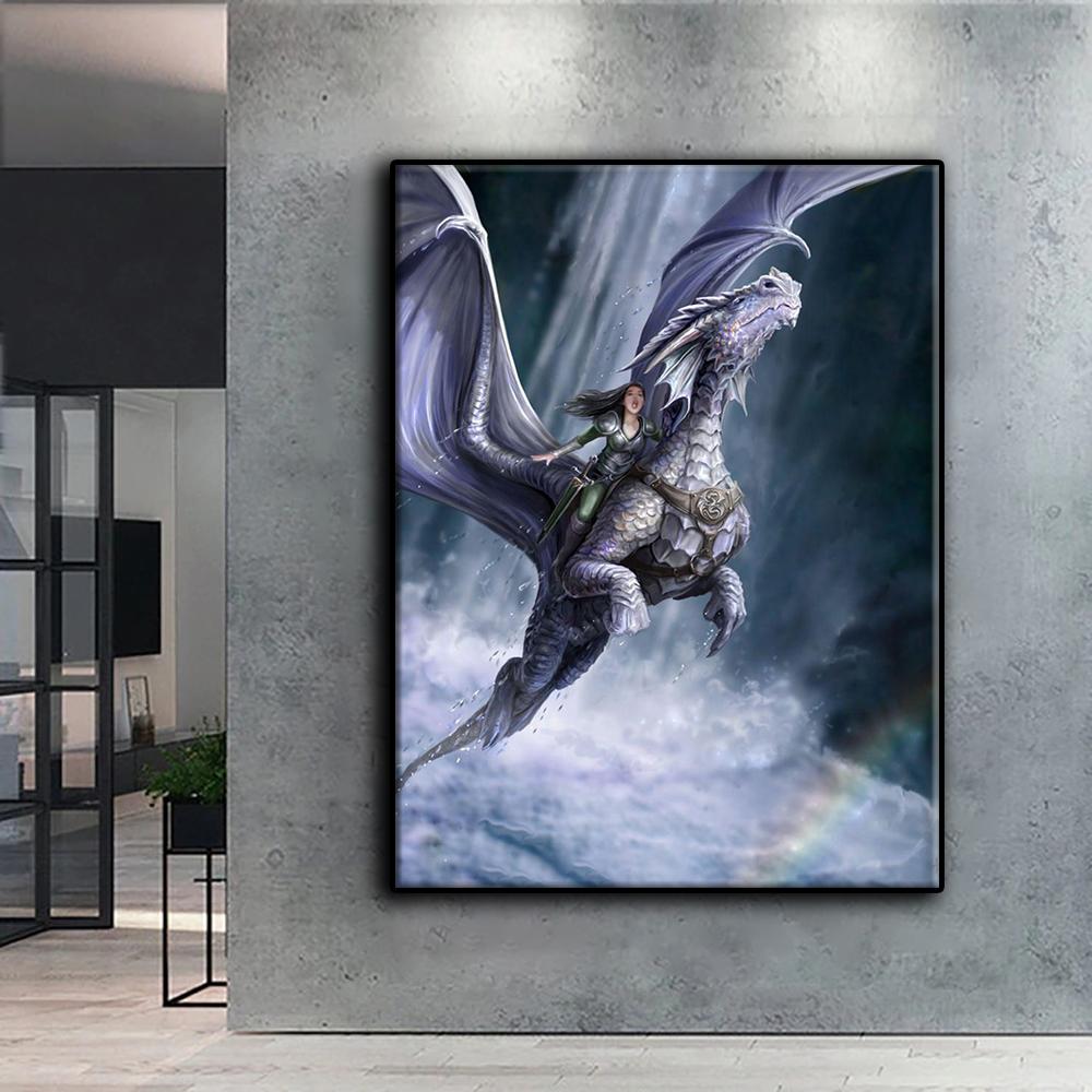 Kreuzstich-Set, DIY-Diamant-Stickerei, Game of Thrones, Drache und Schönheit, Diamant-Gemälde, Heimdekoration