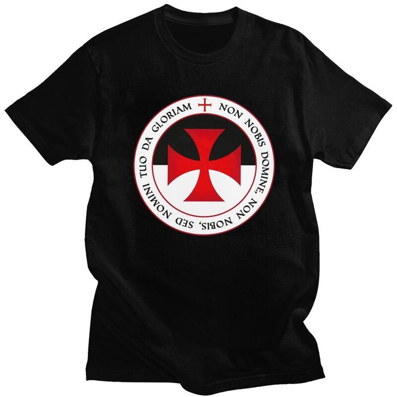 Custom Knights Templar Cross T Shirt for Men Pure Cotton Tshirt Casual Tee Short Sleeves Christian Crusader Seal Tshirt