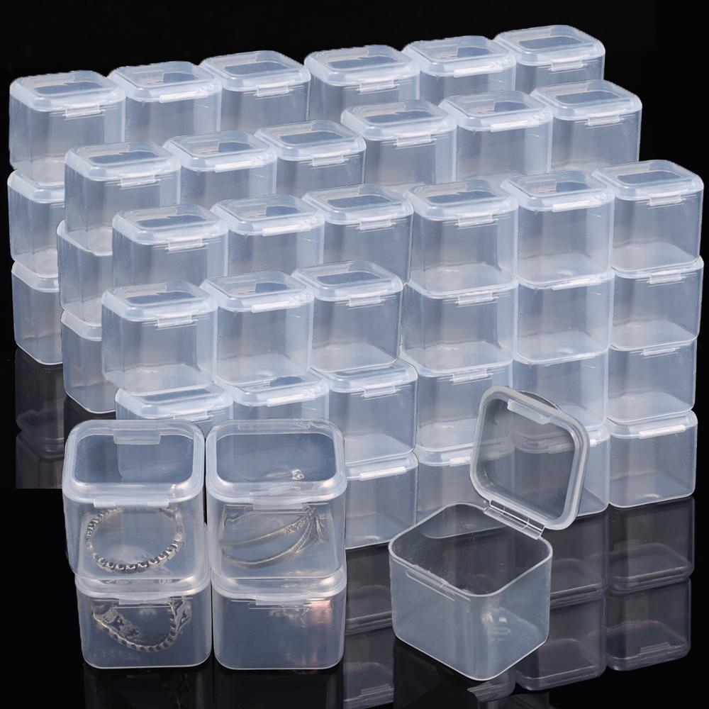 

5/10pcs Mini Square Storage Box Transparent Earrings Rings Jewelry Beads Packaging Storage Case Small Jewelry Organizer Box 5pcs прозрачный