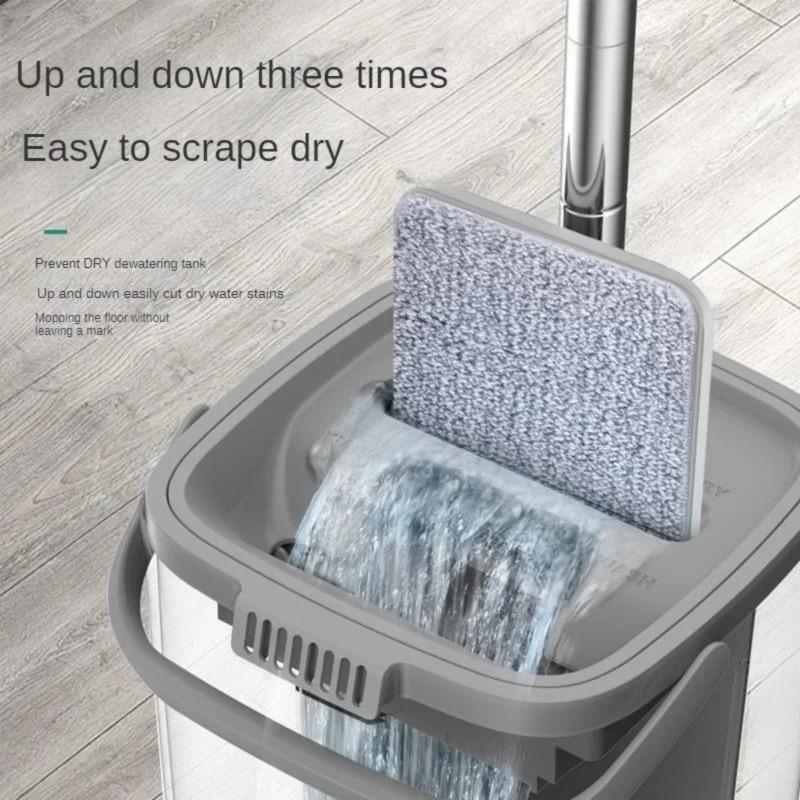 1SET Floor Mops with Bucket Thickened Wet and Dry Lazy Flat Mop Microfiber Cloth Squeeze Kitchen Bathroom Mops Floor Cleaning