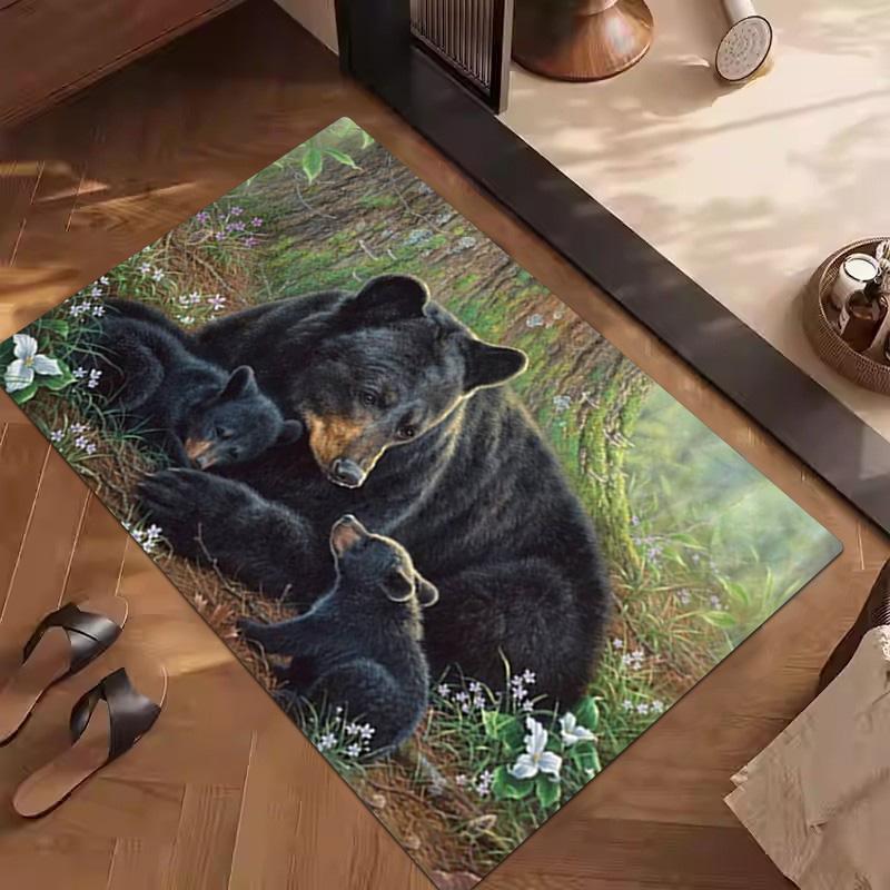 1Pc Black Bear Rug - home decoration Carpet For Living Room Bedroom Flooring Computer Chair Area Rug