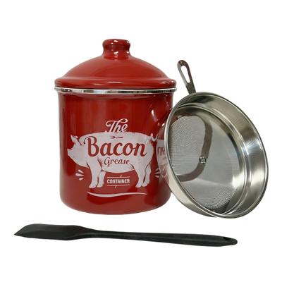 Kitchen Grease Container Lard Pot Cooking Up Fat Catcher with Strainer Scrapers Kitchen Fat Keeper Jar Storage Container