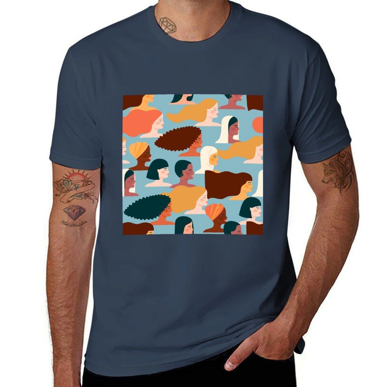 Colorful Feminist Pattern Of Unisex From All Over The World Tshirt Holiday All Match Tshirt S
