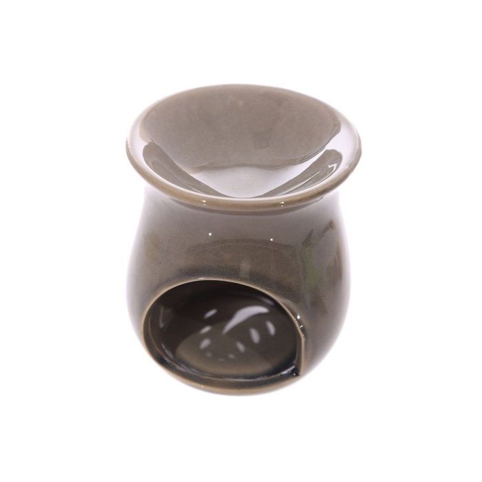 Brûle-parfum - Feuilles Gris - Céramique - 8 Cm - Décoratif