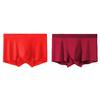 Men Boxer Underwear Mid-rise Elastic Waist Modal Fabric U-Convex Shorts Briefs Solid Color Red Luck Slim Fit Panties