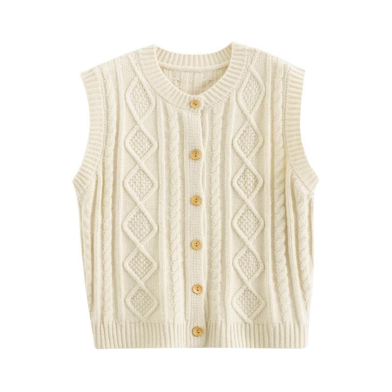 Autumn women's new top retro women's sweater cardigan gray knitted vest women's small