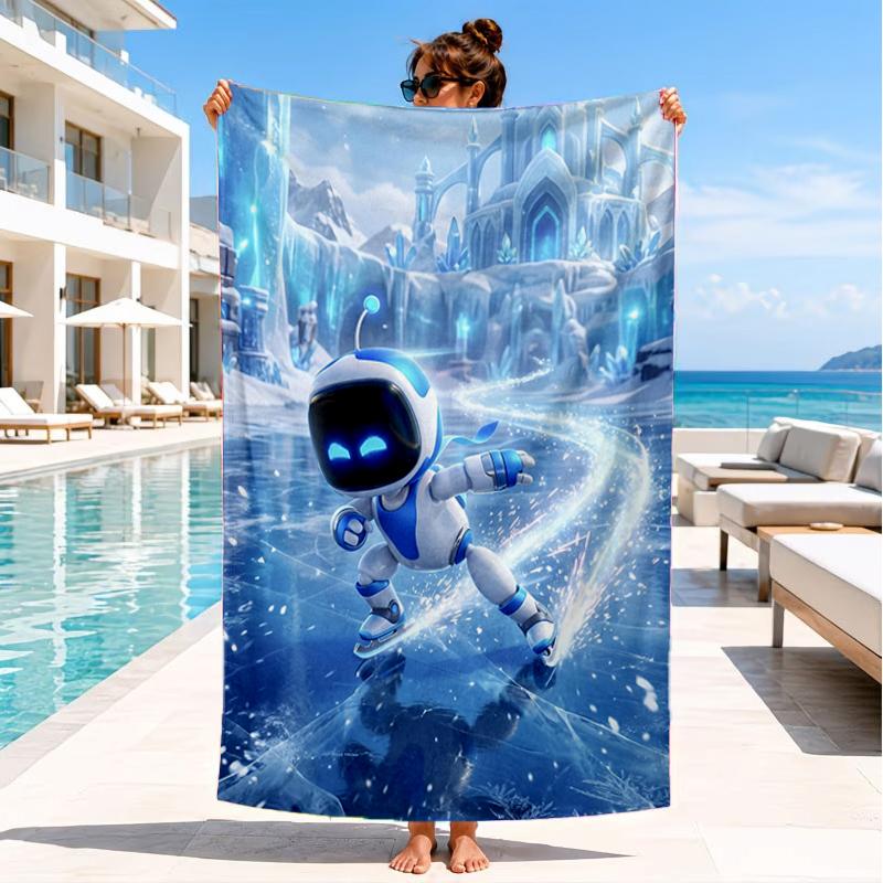 Weltraum Abenteuer Roboter Strandtuch, Super Weiche Mikrofaser, Perfektes Geschenk für Sie/Ihn, Geburtstag, für Pool, Strand, Reisen, Dekor Strandparty