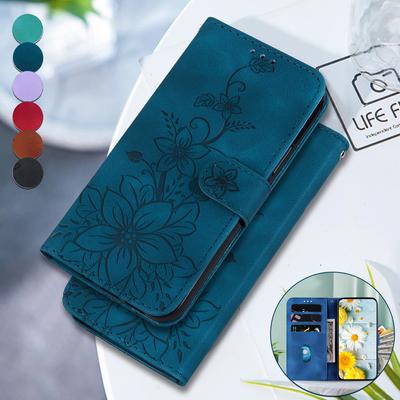 Lily Fower embosované flipové kožené pouzdro pro ZTE Blade A7S/Blade A52/Blade A72 Stojan na peněženku Sloty na karty Kryt pro ZTE Blade V40 Vita pouzdro na telefon