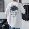 Men's Cotton T-shirt Front Back Print Half Sleeve T-shirt Men's Cotton Summer Loose Oversized Casual O-neck Male Tees