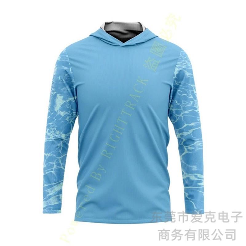 Mens Quick-Dry UV Protection Fishing Jacket With Hood Camouflage Outdoor Long Sleeve Sunproof Coat