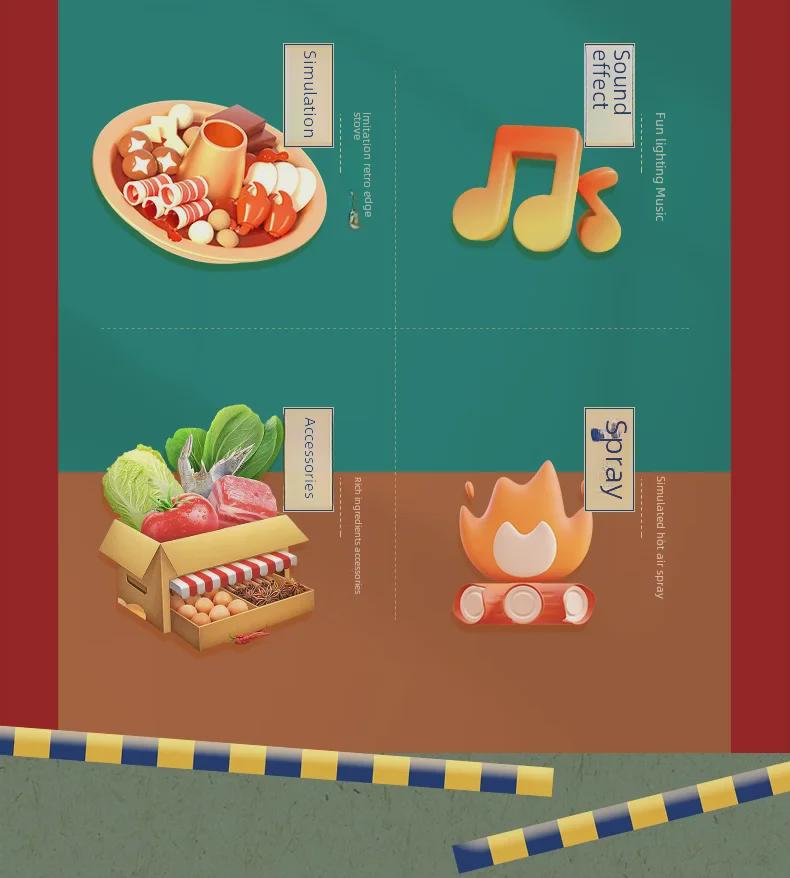 Kinder Musikalische Spielküche Hot Pot Spielzeugset mit Sprühfunktion