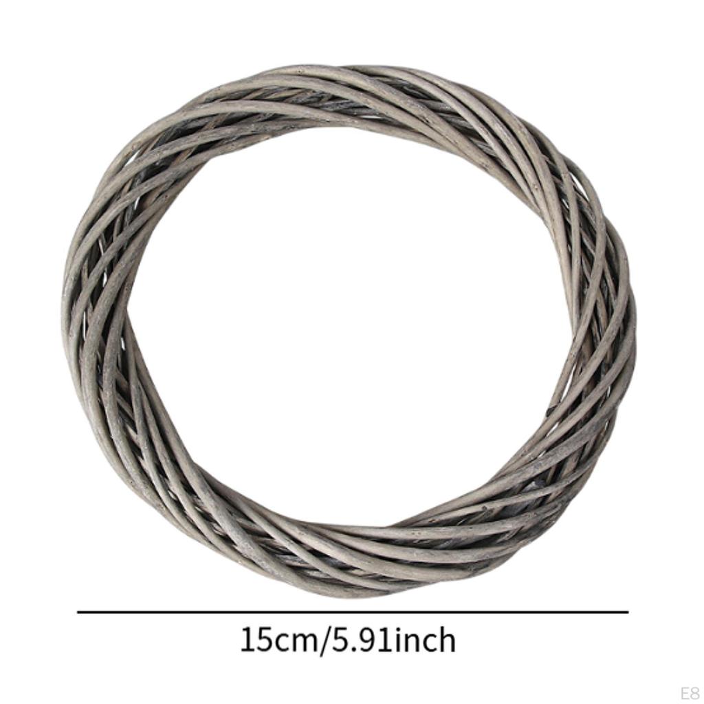 DIY Rattan Wreath Artificial 6" Round Woven Hanging Ornament Crafts for Christmas