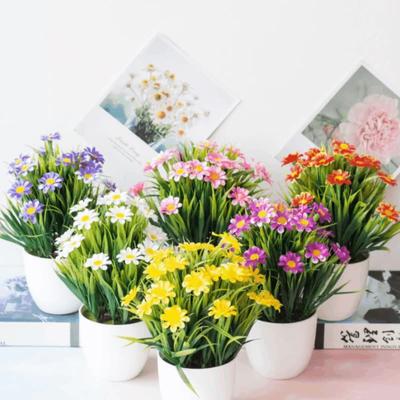 Spring Grass Chrysanthemum Artificial Flower Potted Set Home Simulation Green Plant Decoration Ornaments
