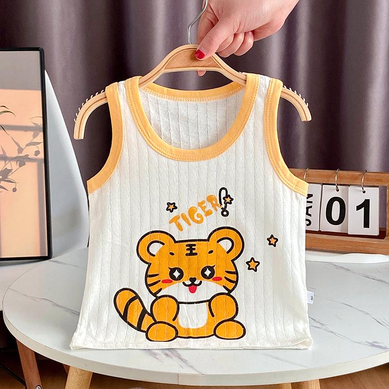 Children's Pure Cotton Vest Cartoon Girls' Summer Thin Suspender Boys' Pure Cotton Vest Baby Sleeveless Backing Vest