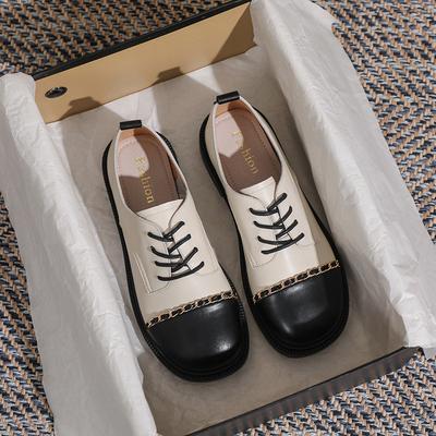 721 Thick-Soled Loafers For Women, French Mary Jane Lace-Up Chunky Heel Soft-Soled Small Leather Shoes For Women, British Style