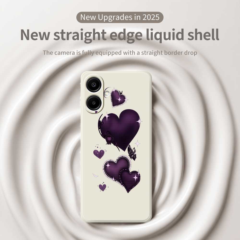 For Samsung Galaxy A07 4G Case Purple Love Pattern Printing Straight Edge TPU Phone Back Cover