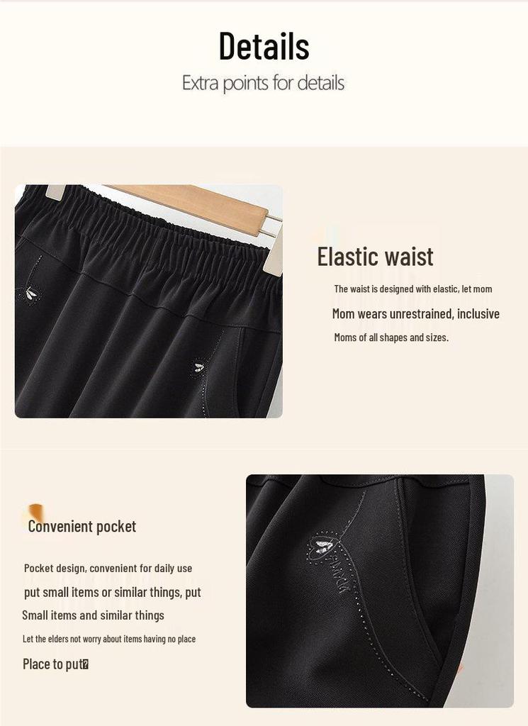 Mom's Slimming Straight-Leg Trousers - Spring/Autumn Loose Fit Casual Pants for Middle-Aged & Elderly Women.